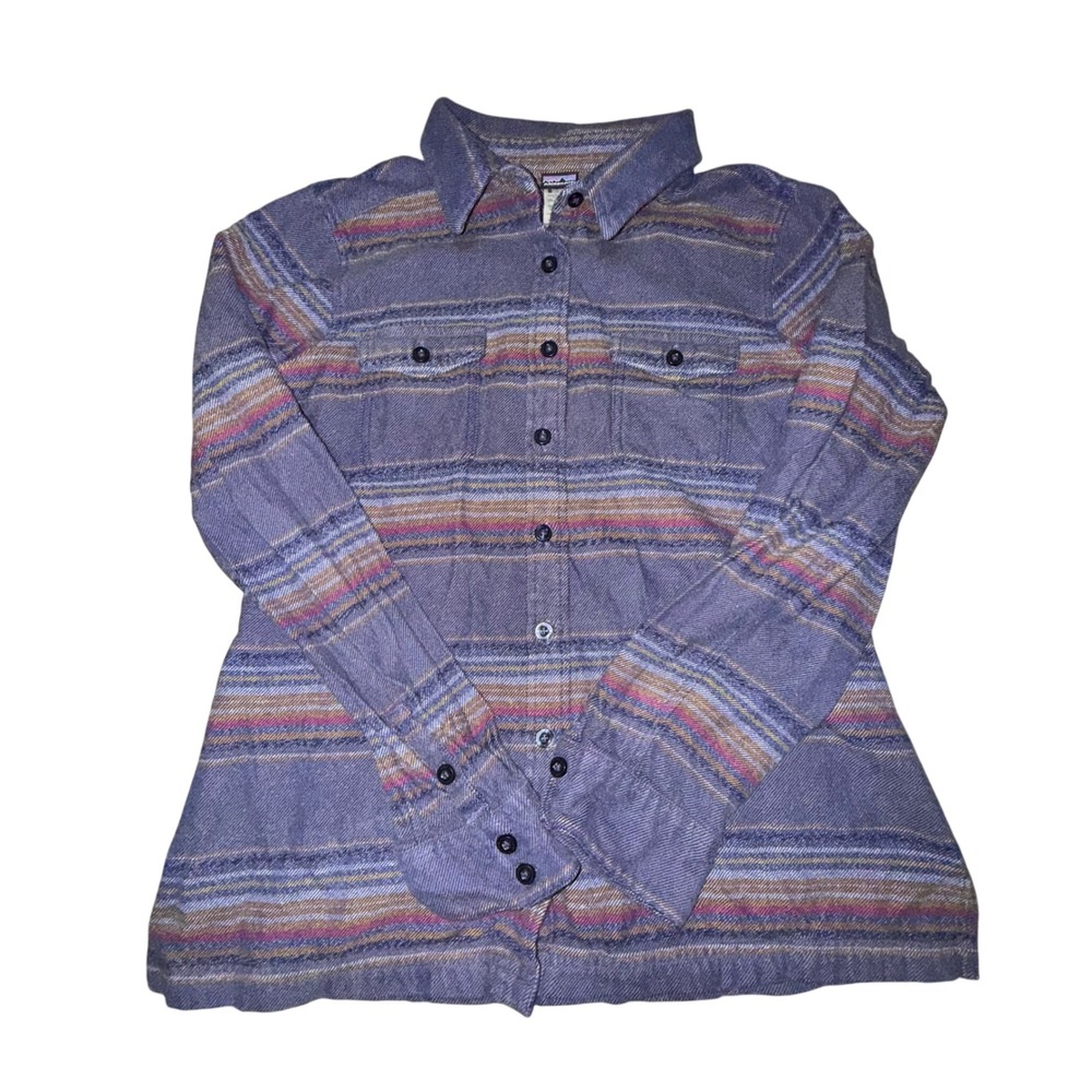 Patagonia 100% Organic Cotton‎ Flannel Shirt Women's 8 Button Down Casual